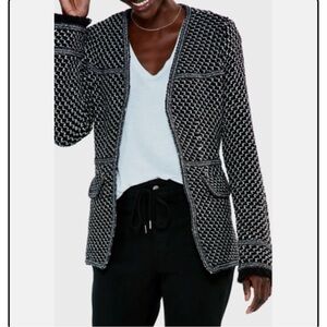 Black & White Knit Open Cardigan